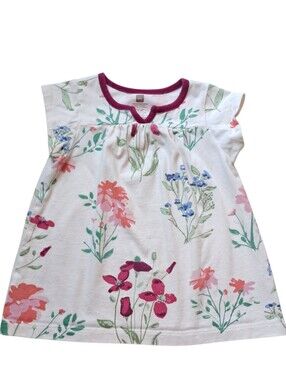 Tea Collection Floral Cotton Tee Dress - White with Pink Size 12-18 Months